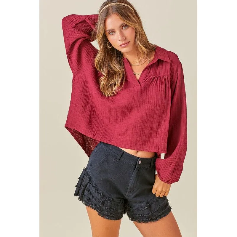 Cotton Gauze Long Sleeve Blouse