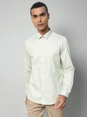 Cotton Green Printed Full Sleeve Formal Shirt