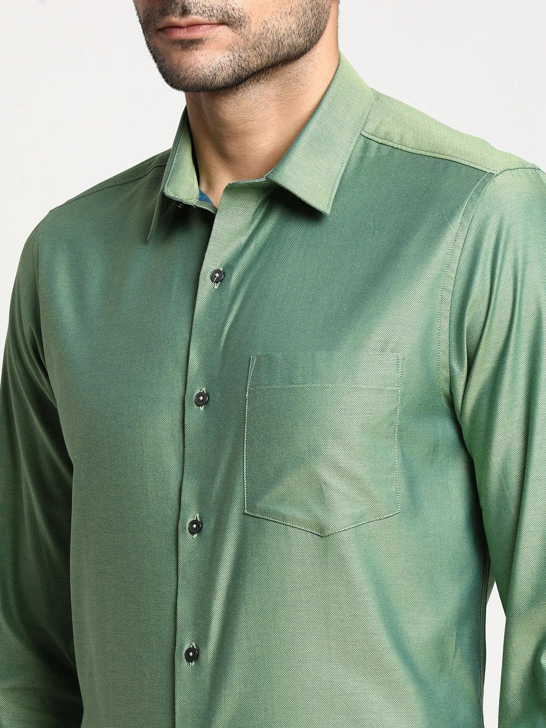 Cotton Green Slim Fit Self Design Formal Shirt