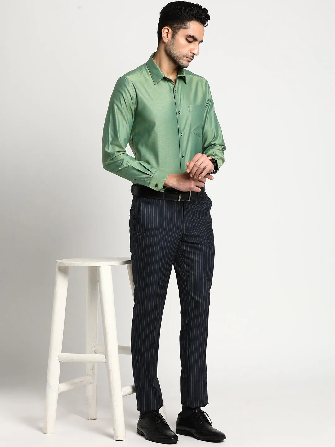 Cotton Green Slim Fit Self Design Formal Shirt