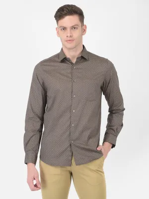 Cotton Grey Slim Fit Printed Formal Shirt