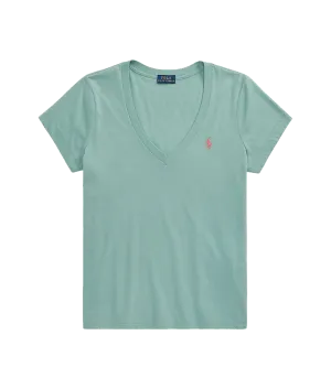 Cotton Jersey V-neck Tee - Green