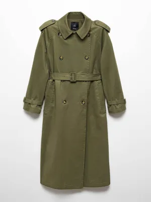 Cotton lapel trench