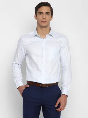 Cotton Light Blue Striped Slim Fit Formal Shirt