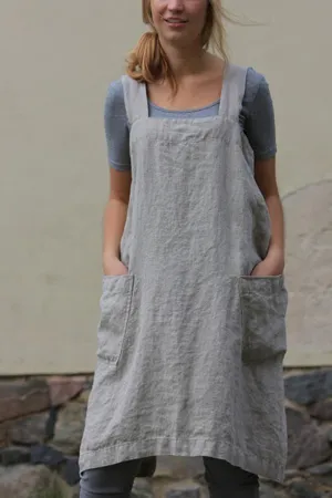 Cotton Linen Apron Mini Dress