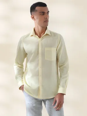 Cotton Linen Lemon Plain Full Sleeve Formal Shirt