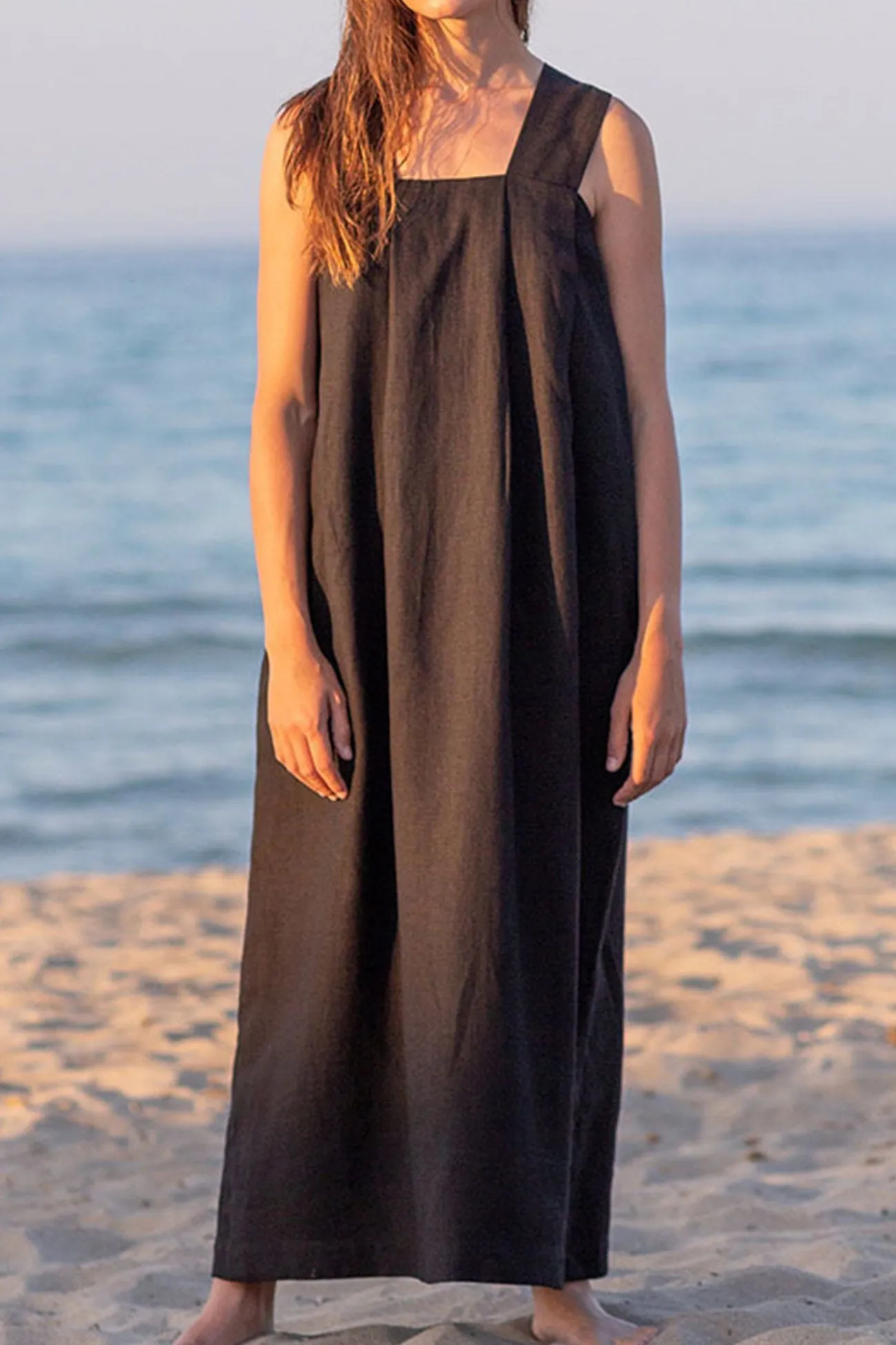 Cotton Linen Solid Tank Dress