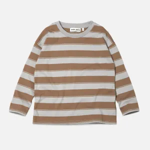 Cotton LS Tee - Dapple Grey/Bark Stripe