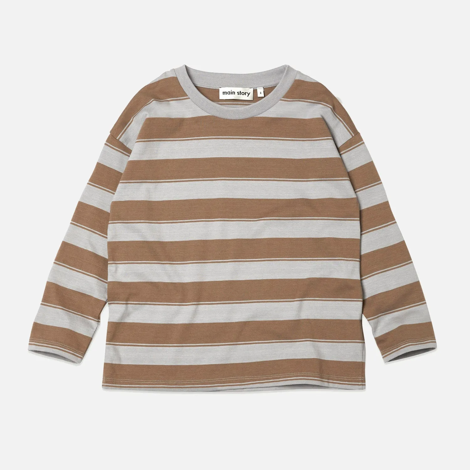 Cotton LS Tee - Dapple Grey/Bark Stripe