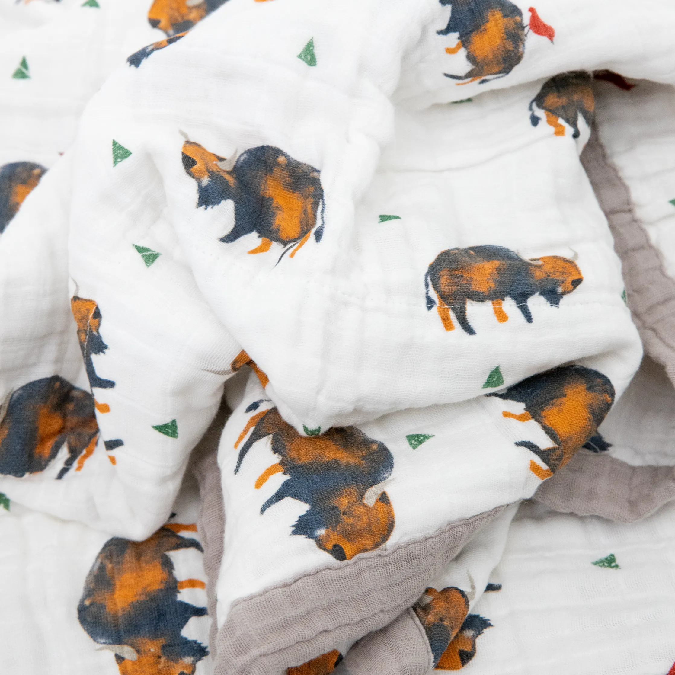 Cotton Muslin Quilted Throw - Bison