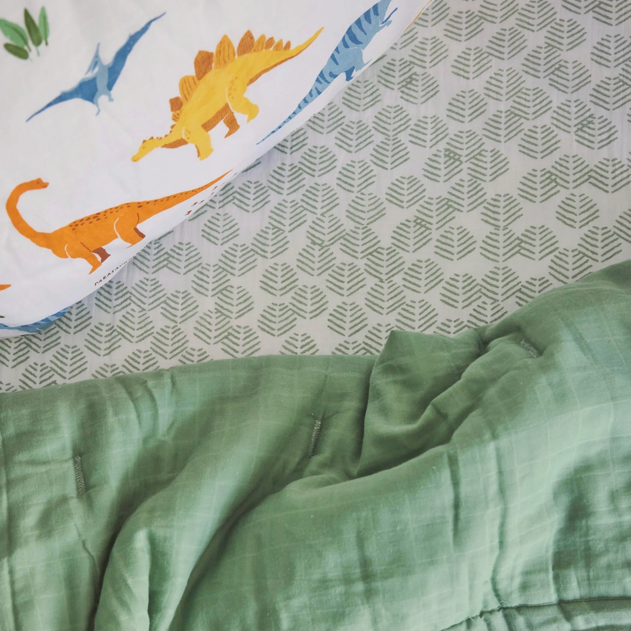 Cotton Muslin Toddler Comforter - Dino Names