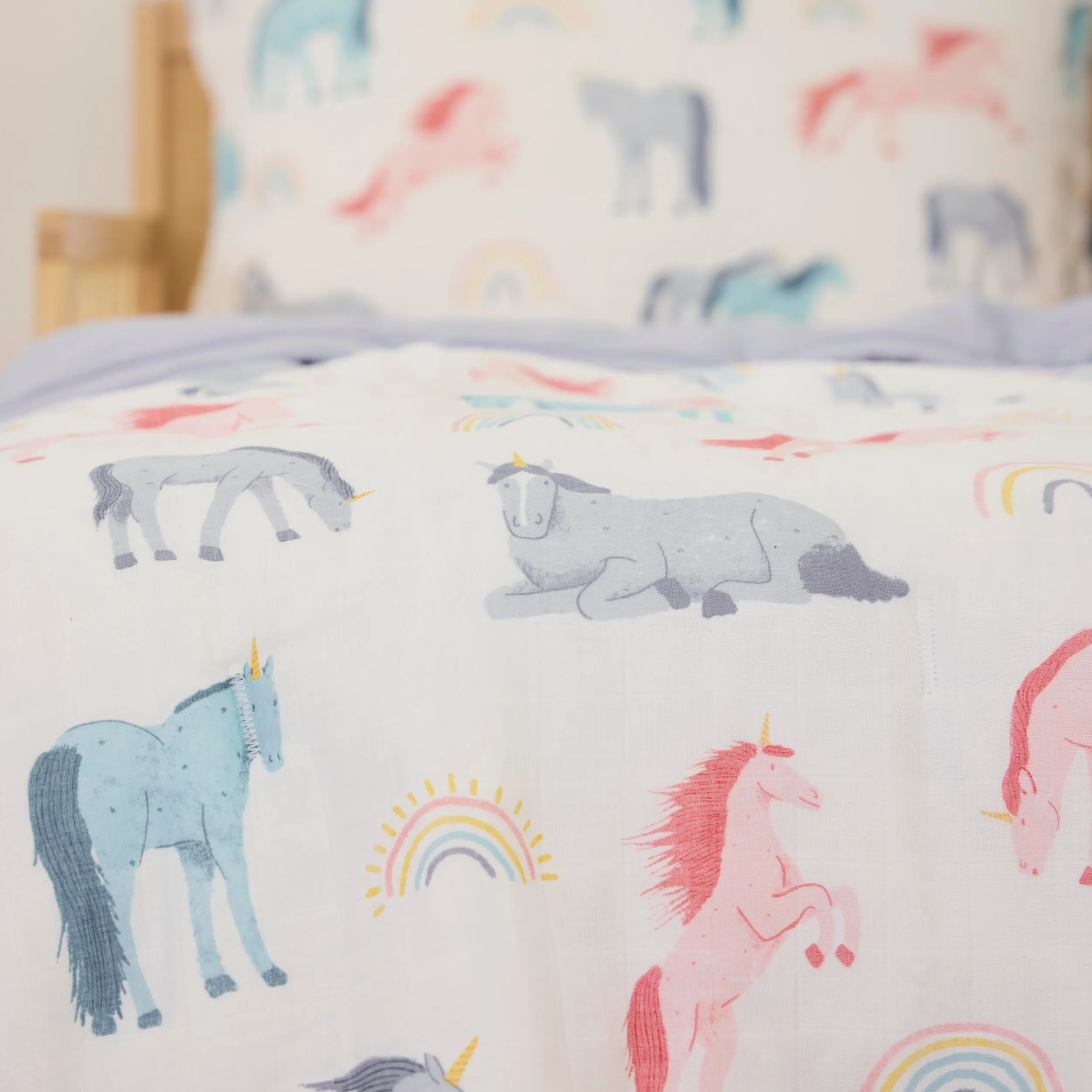 Cotton Muslin Toddler Comforter - Unicorns