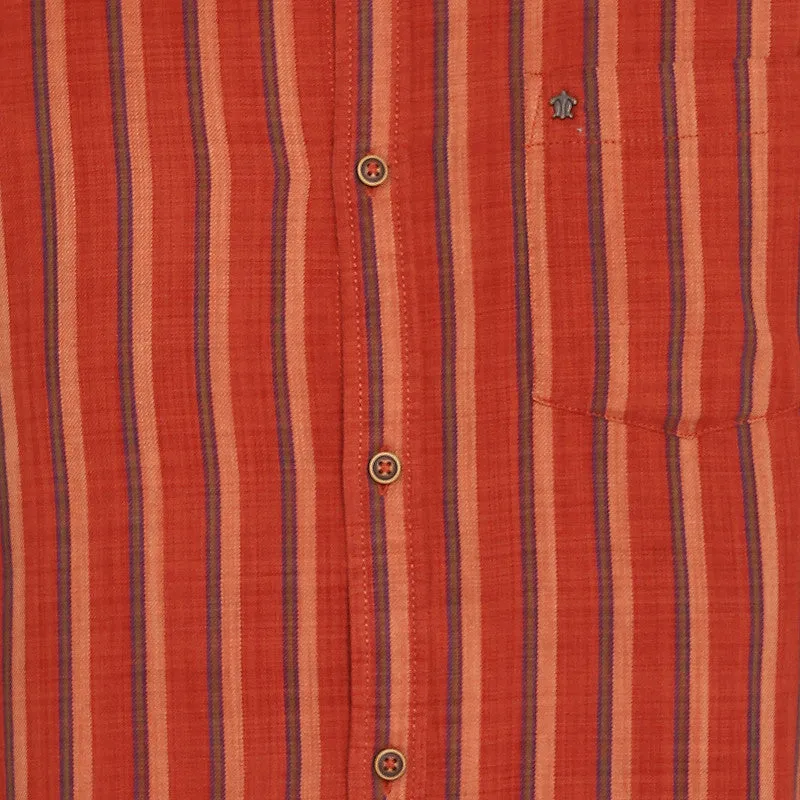 Cotton Red Striped Slim Fit Shirt