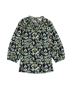 Cotton Rich Printed Blouson Sleeve Blouse