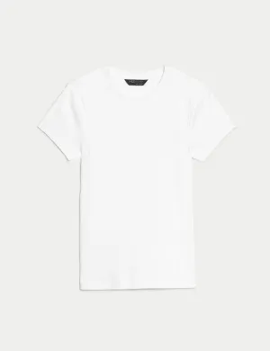 Cotton Rich Slim Fit Ribbed T-Shirt