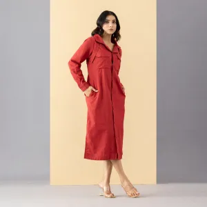 Cotton Scarlet Dress For Women | Red Shade