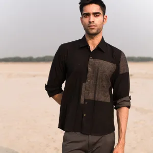 Cotton Shirt For Men | Full Sleeves | Collared | Black