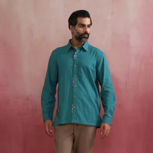 Cotton Shirt for Men | Teal green | Full Sleeves