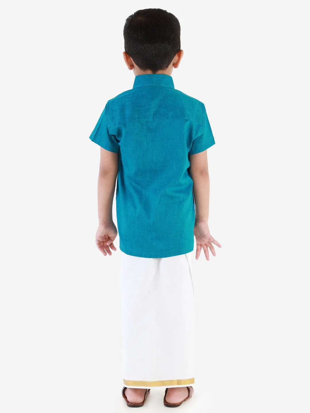 Cotton Short Sleeves Veshti Sattai Set for Boys - JBN Creation