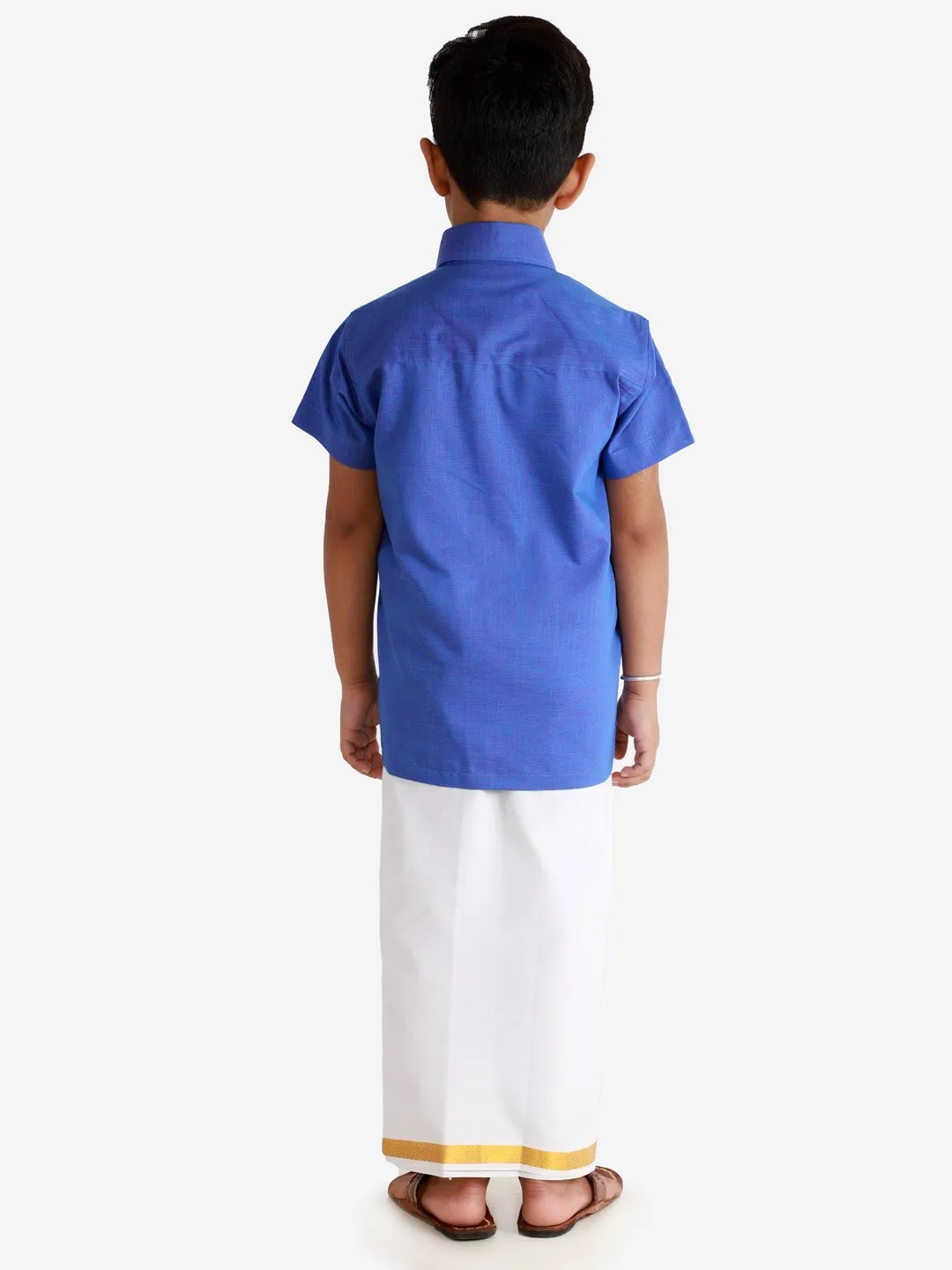 Cotton Short Sleeves Veshti Sattai Set for Boys - JBN Creation