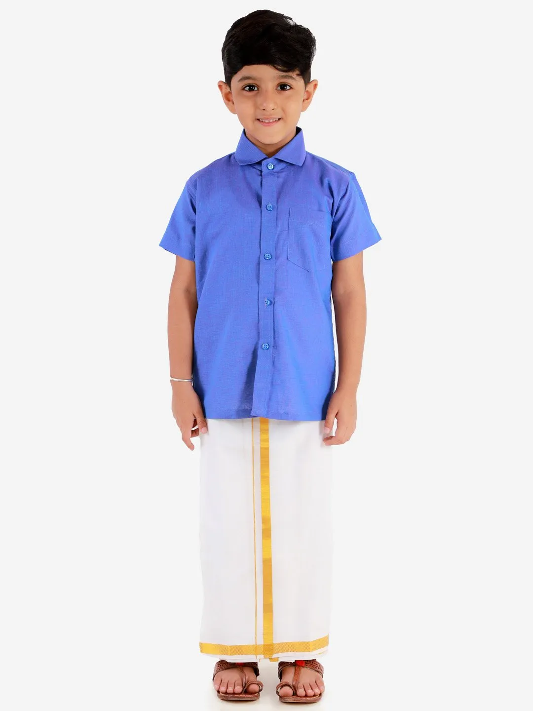 Cotton Short Sleeves Veshti Sattai Set for Boys - JBN Creation