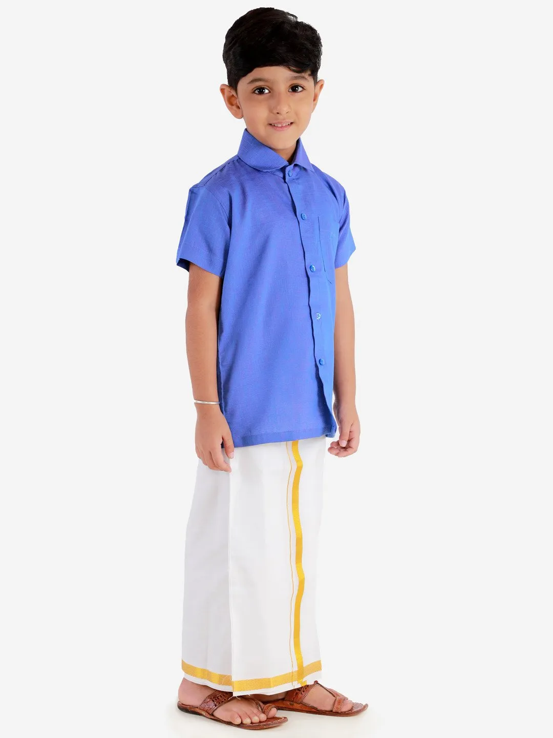 Cotton Short Sleeves Veshti Sattai Set for Boys - JBN Creation