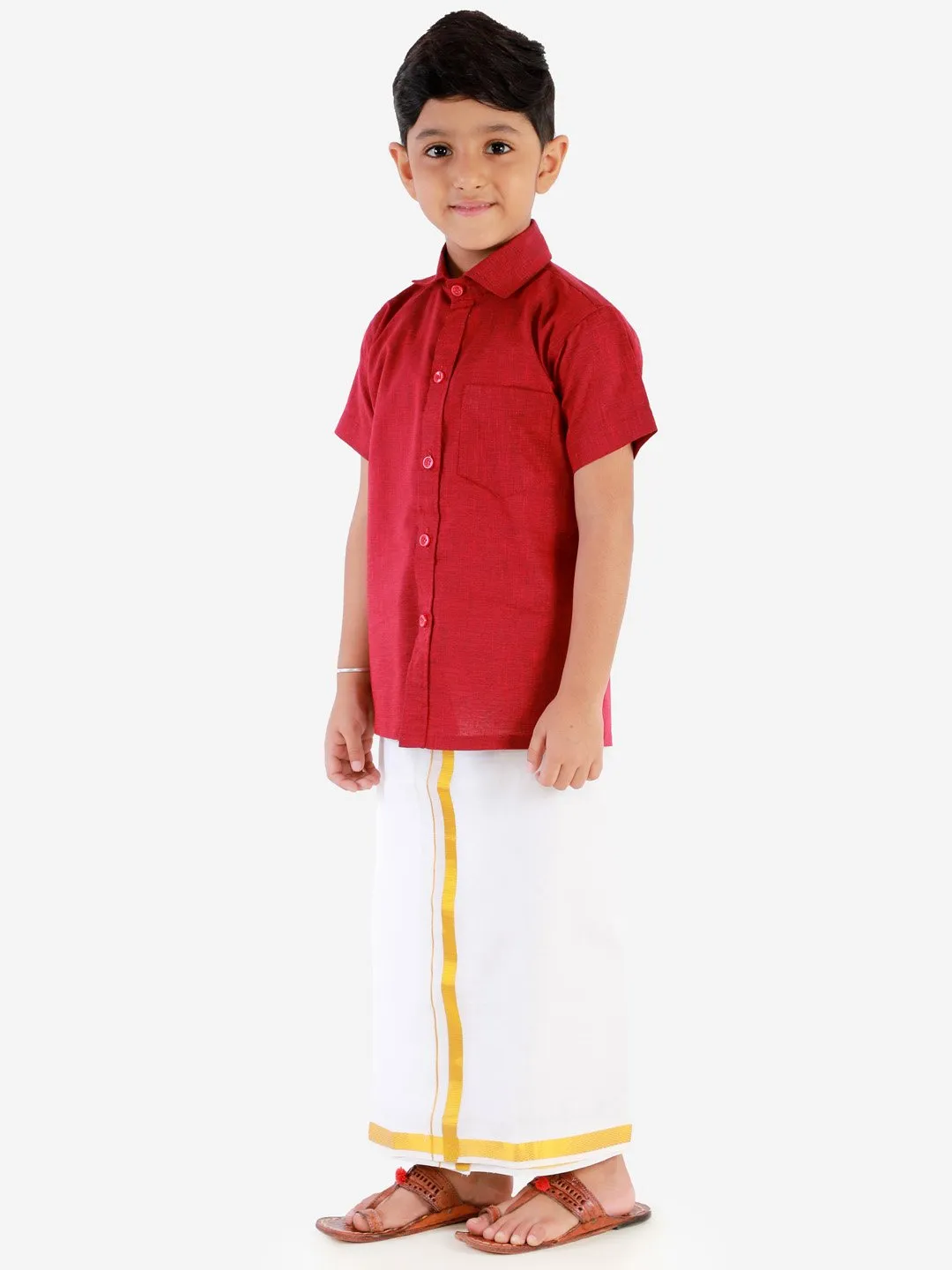 Cotton Short Sleeves Veshti Sattai Set for Boys - JBN Creation