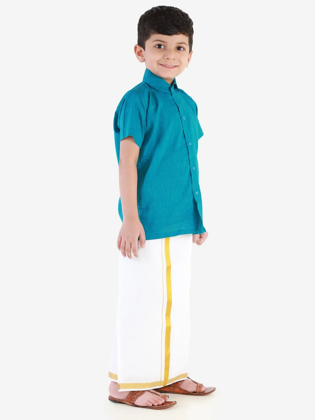 Cotton Short Sleeves Veshti Sattai Set for Boys - JBN Creation