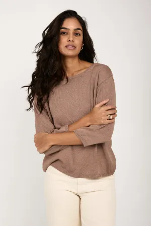 Cotton Silk Pullover Sweater in Skin