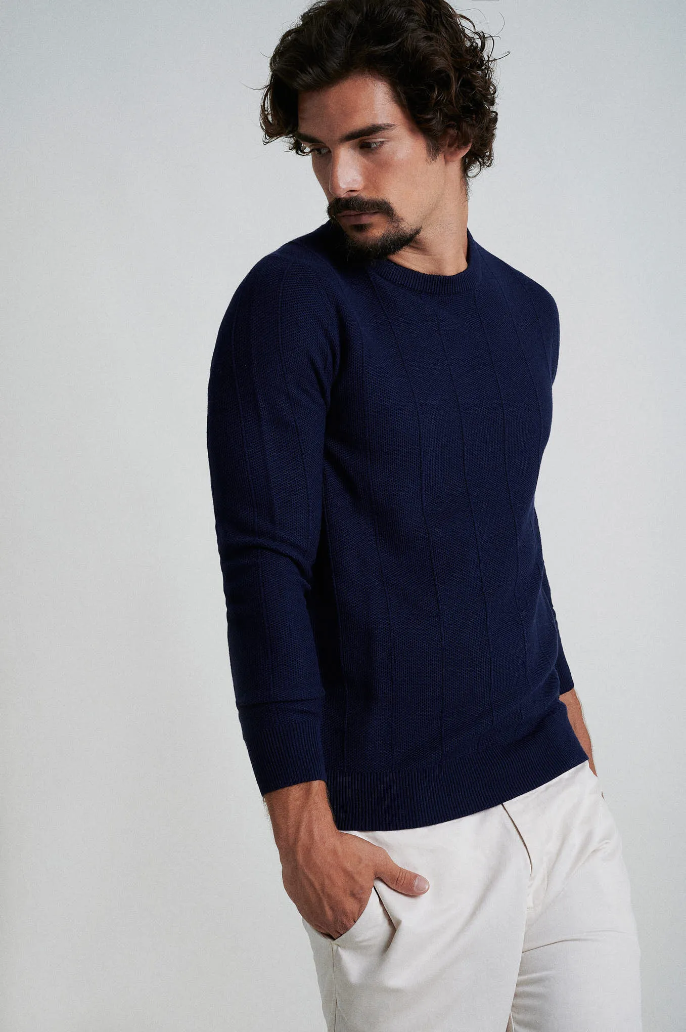 Cotton Silk structure-knit sweater