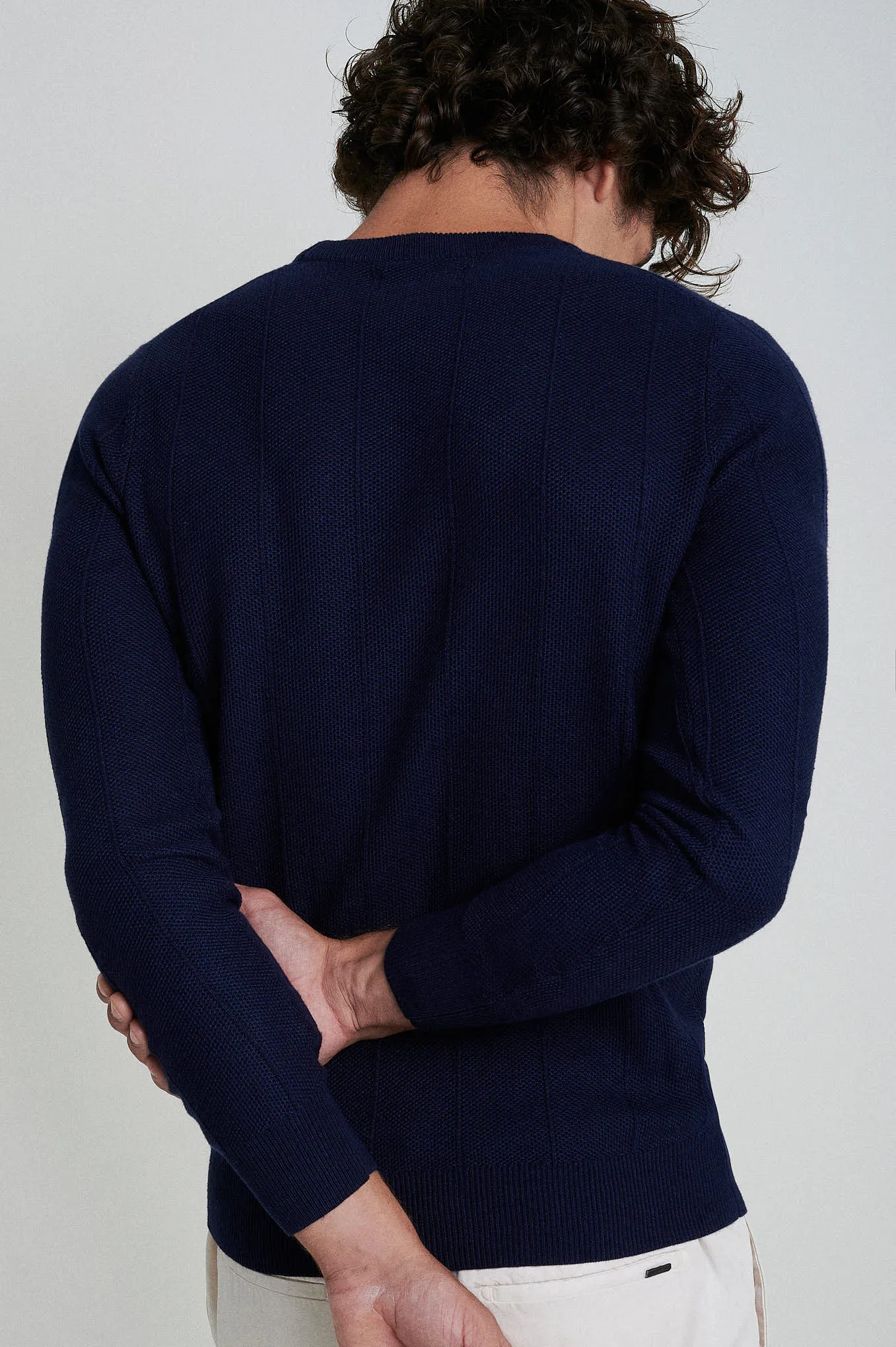 Cotton Silk structure-knit sweater