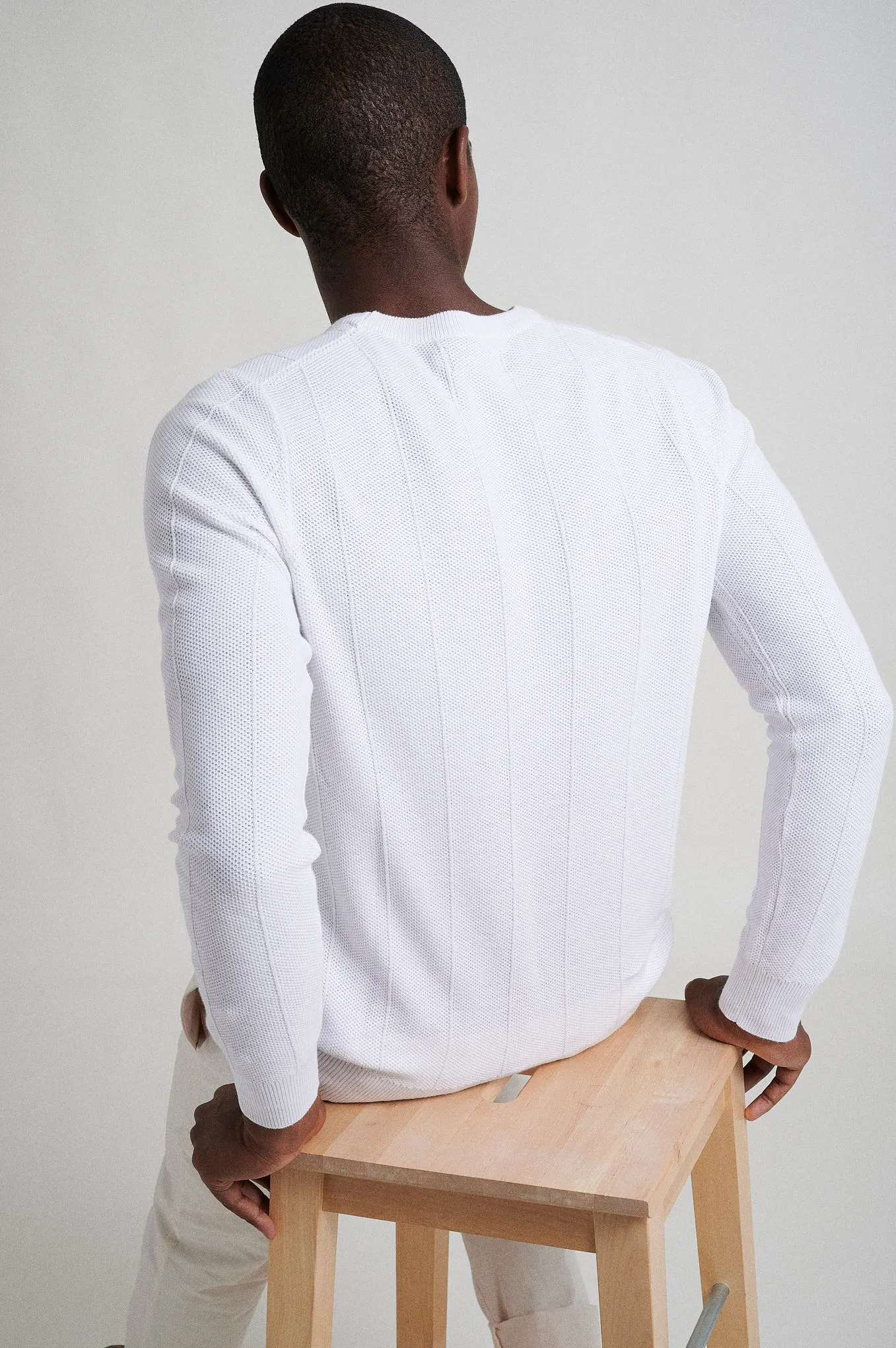 Cotton Silk structure-knit sweater