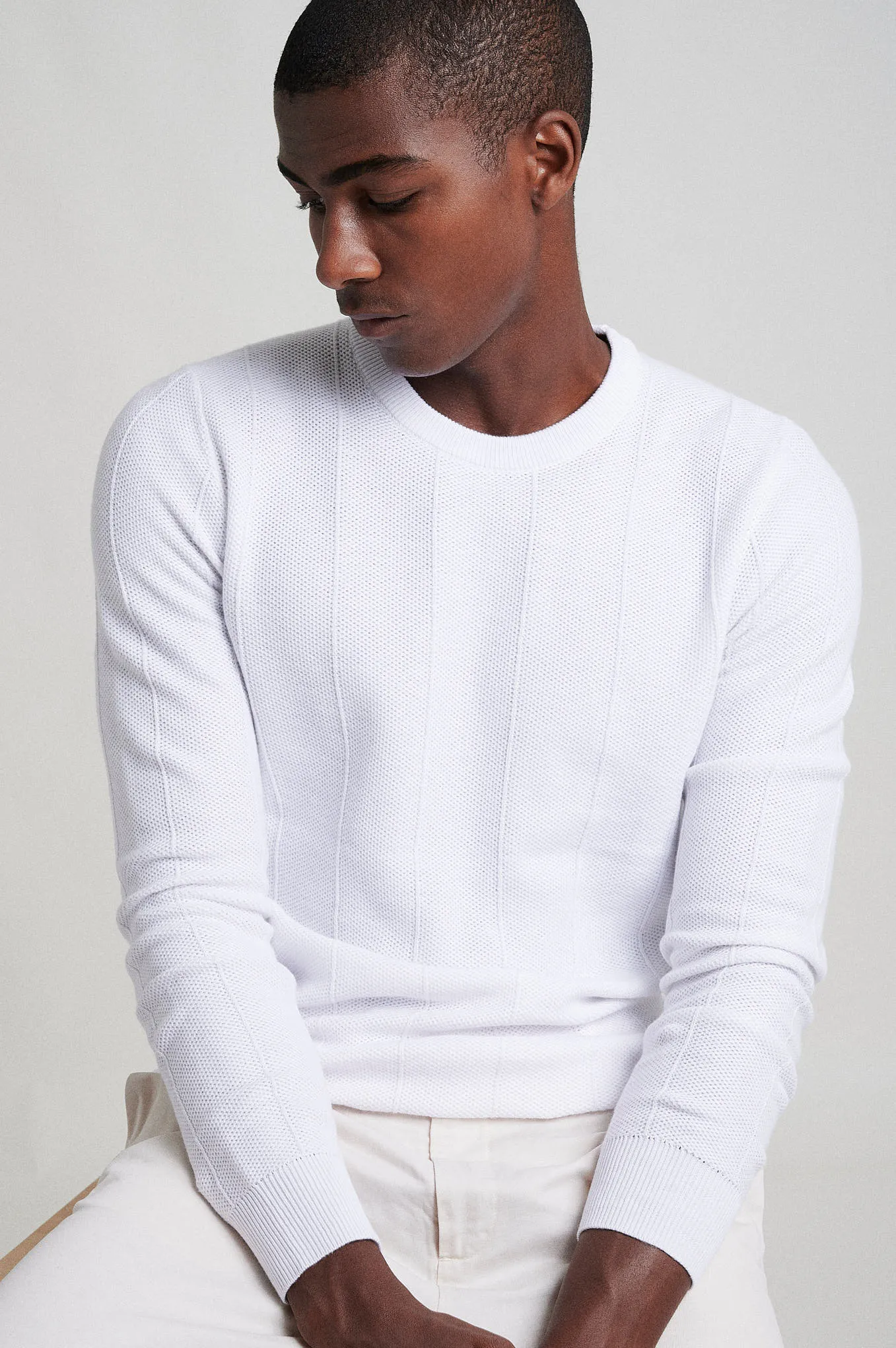 Cotton Silk structure-knit sweater