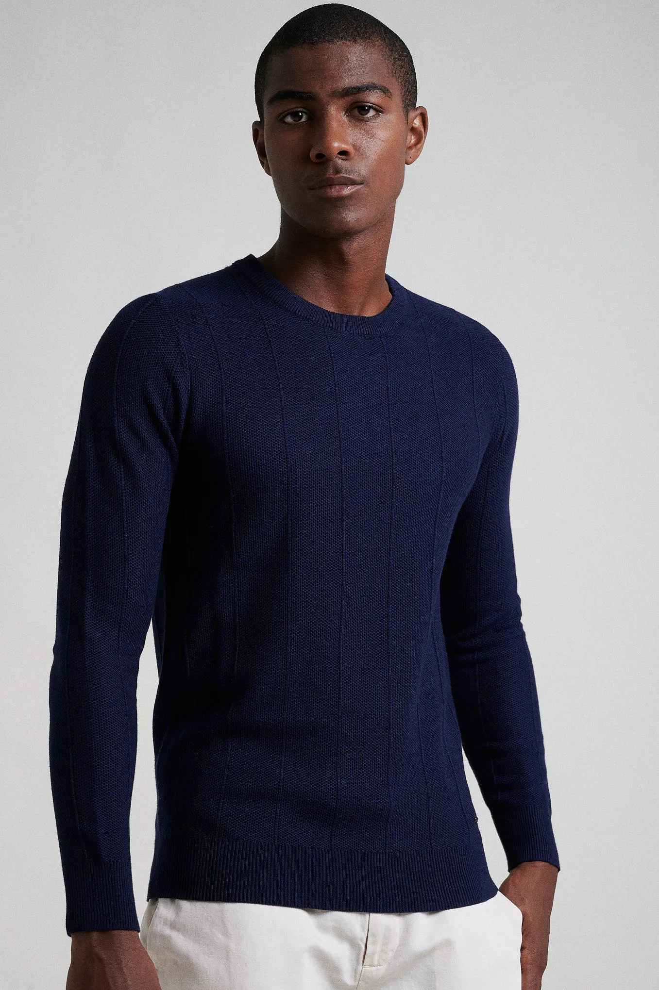 Cotton Silk structure-knit sweater