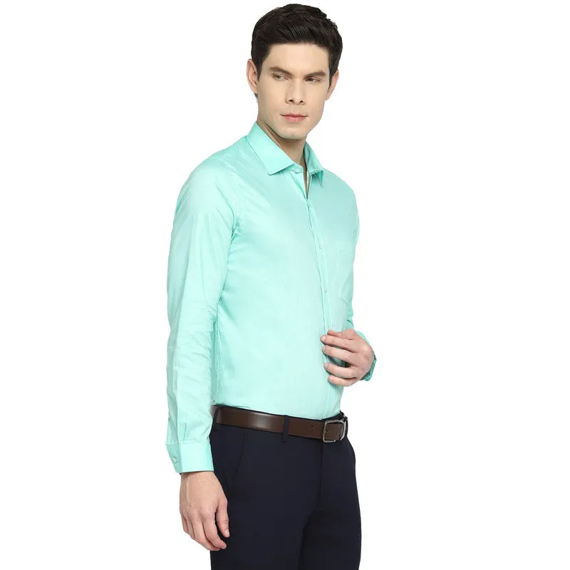 Cotton Solid Sky Blue Slim Fit Formal Shirt