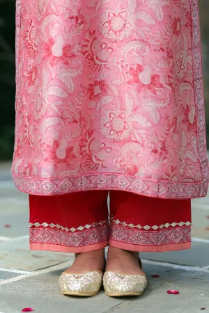 Cotton Straight Fit Pants In Gajari Color