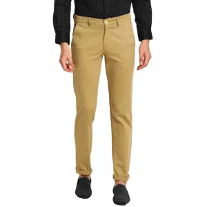 Cotton Stretch Beige Checked Ultra Slim Fit Trouser