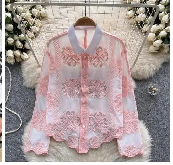 Cotton Summer sequin shirt