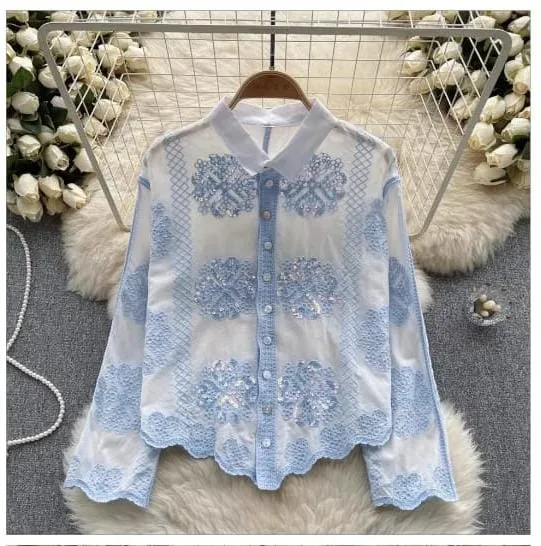 Cotton Summer sequin shirt