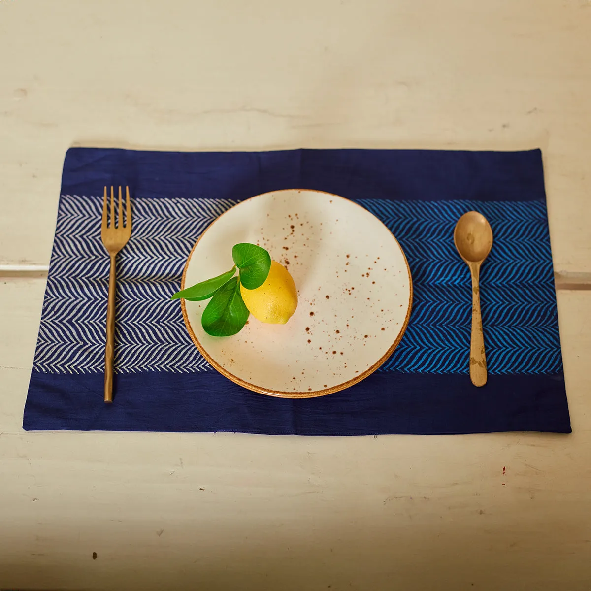 Cotton Table Mats | Block Printed | Navy Blue