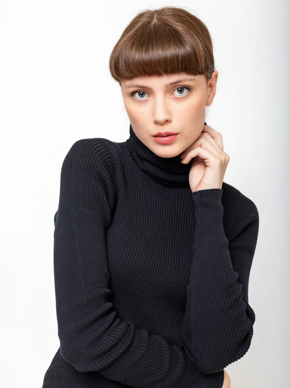 Cotton Turtleneck Pullover - Black