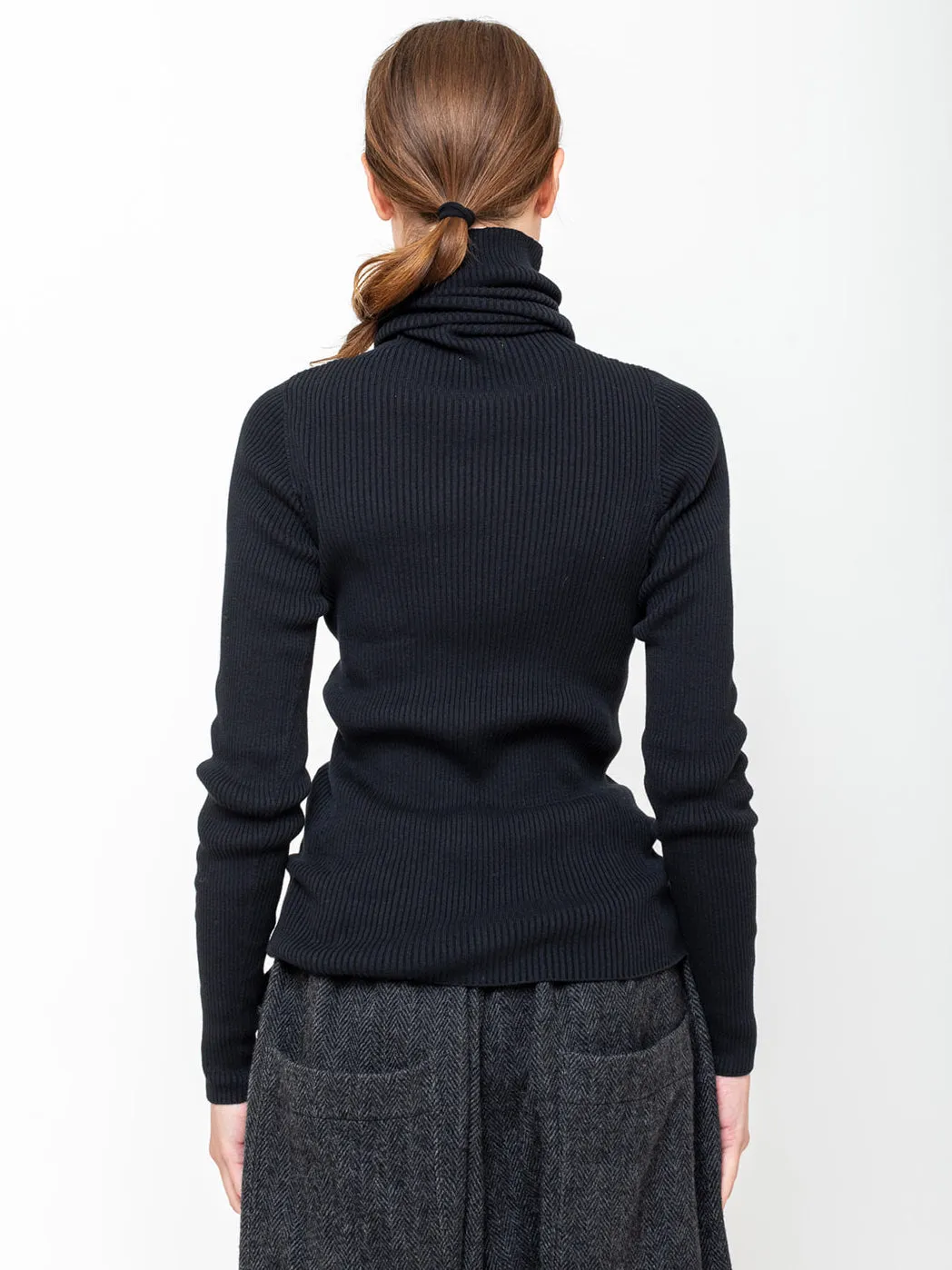 Cotton Turtleneck Pullover - Black