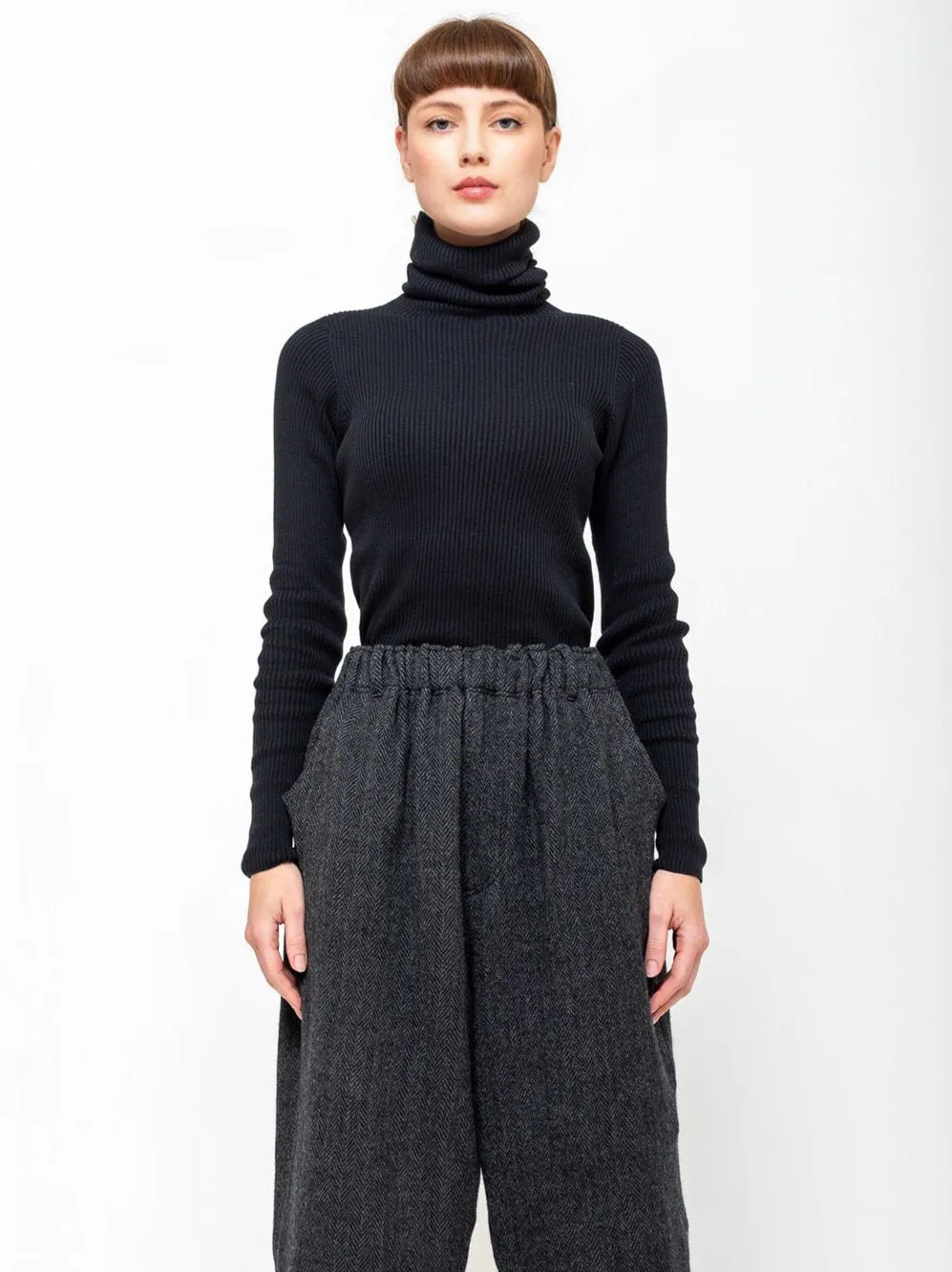 Cotton Turtleneck Pullover - Black