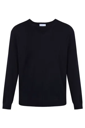 Cotton V-Neck Jumper - Navy