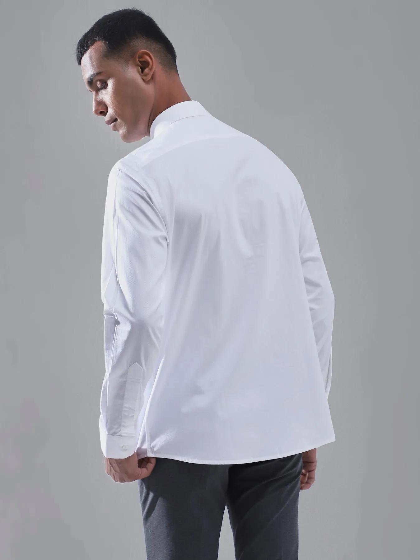 Cotton White Dobby Full Sleeve Formal Shirt