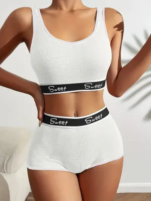 Cotton Wide-brimmed Letters Sports Underwear Suit