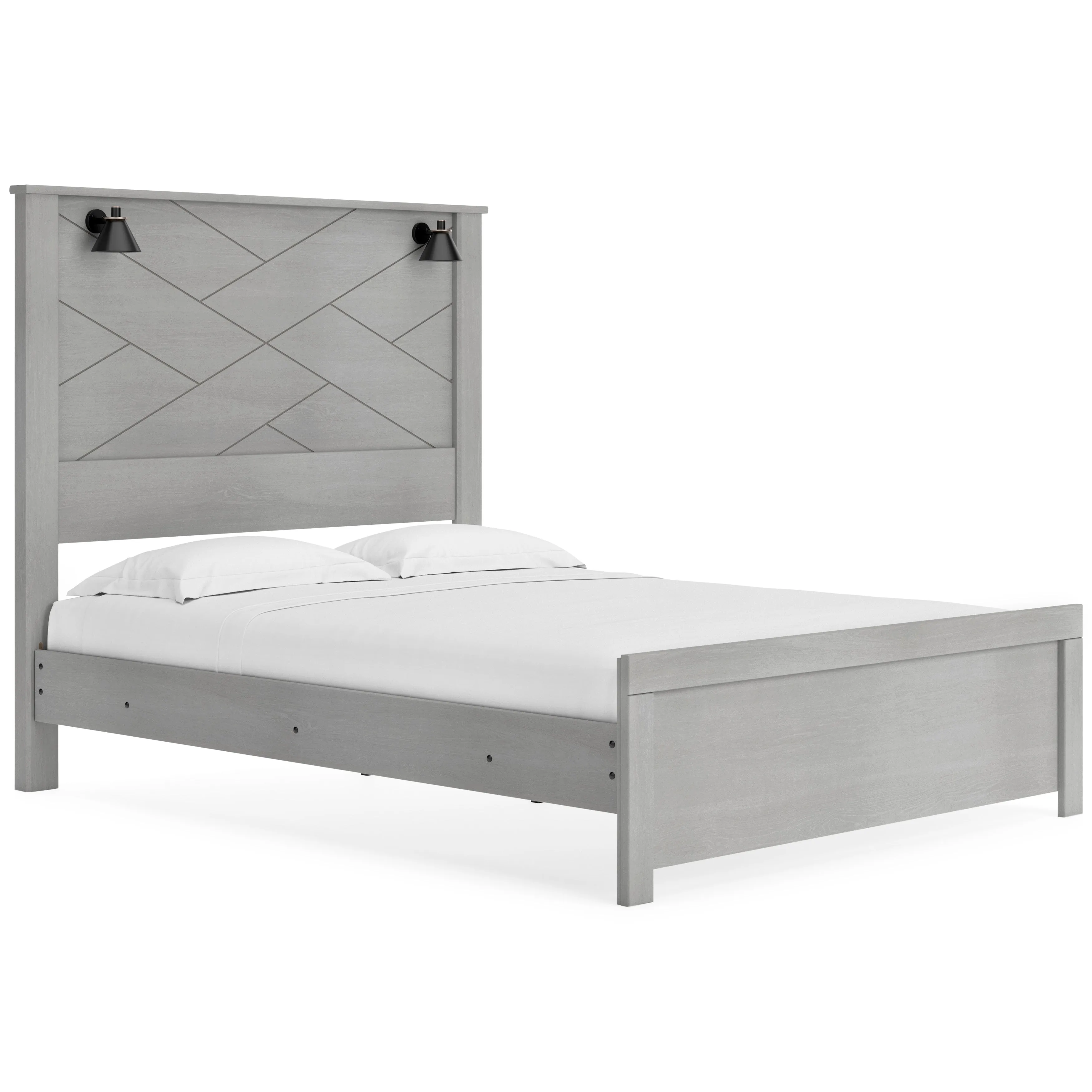 Cottonburg Light Gray/White Lighted Panel Bedroom Set