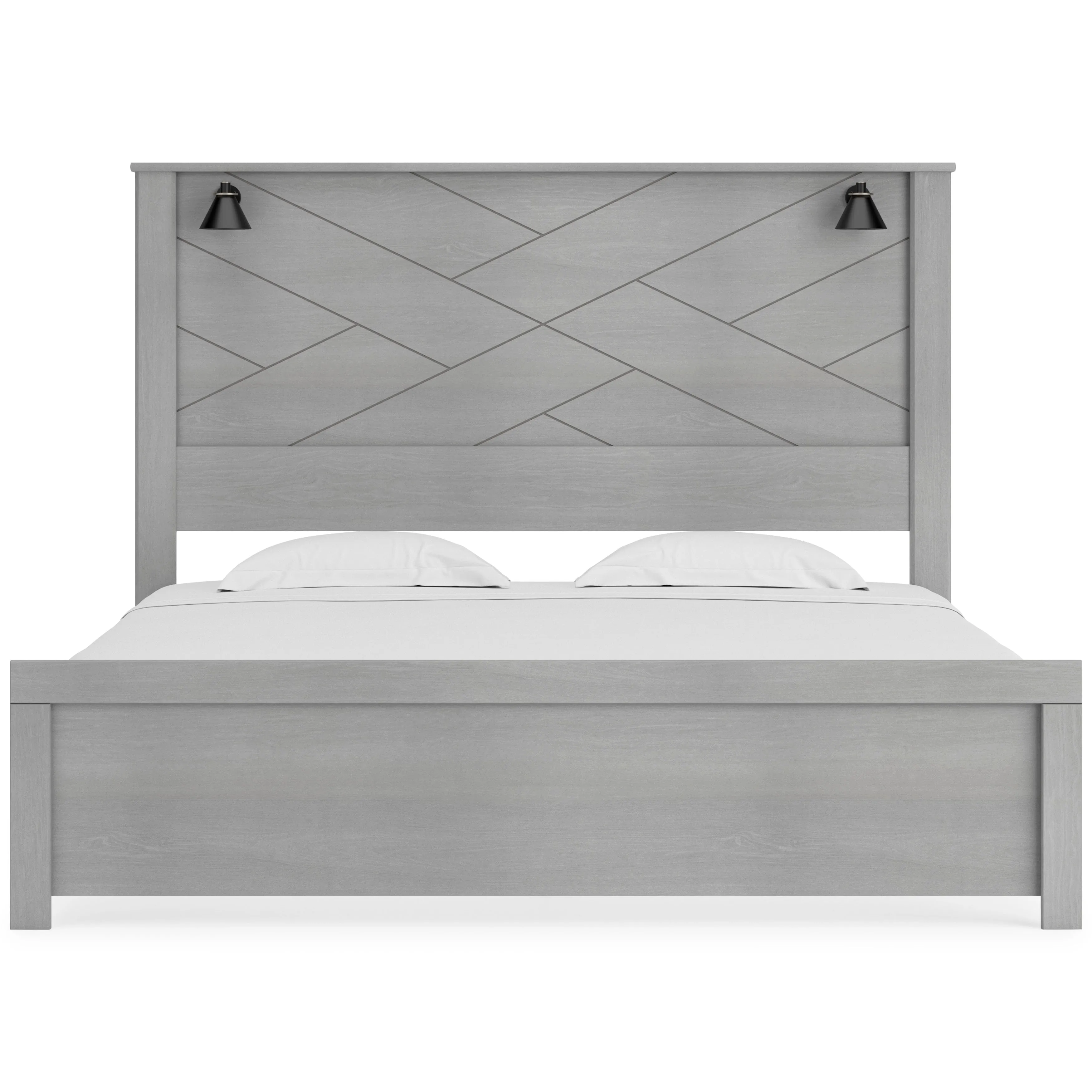 Cottonburg Light Gray/White Lighted Panel Bedroom Set