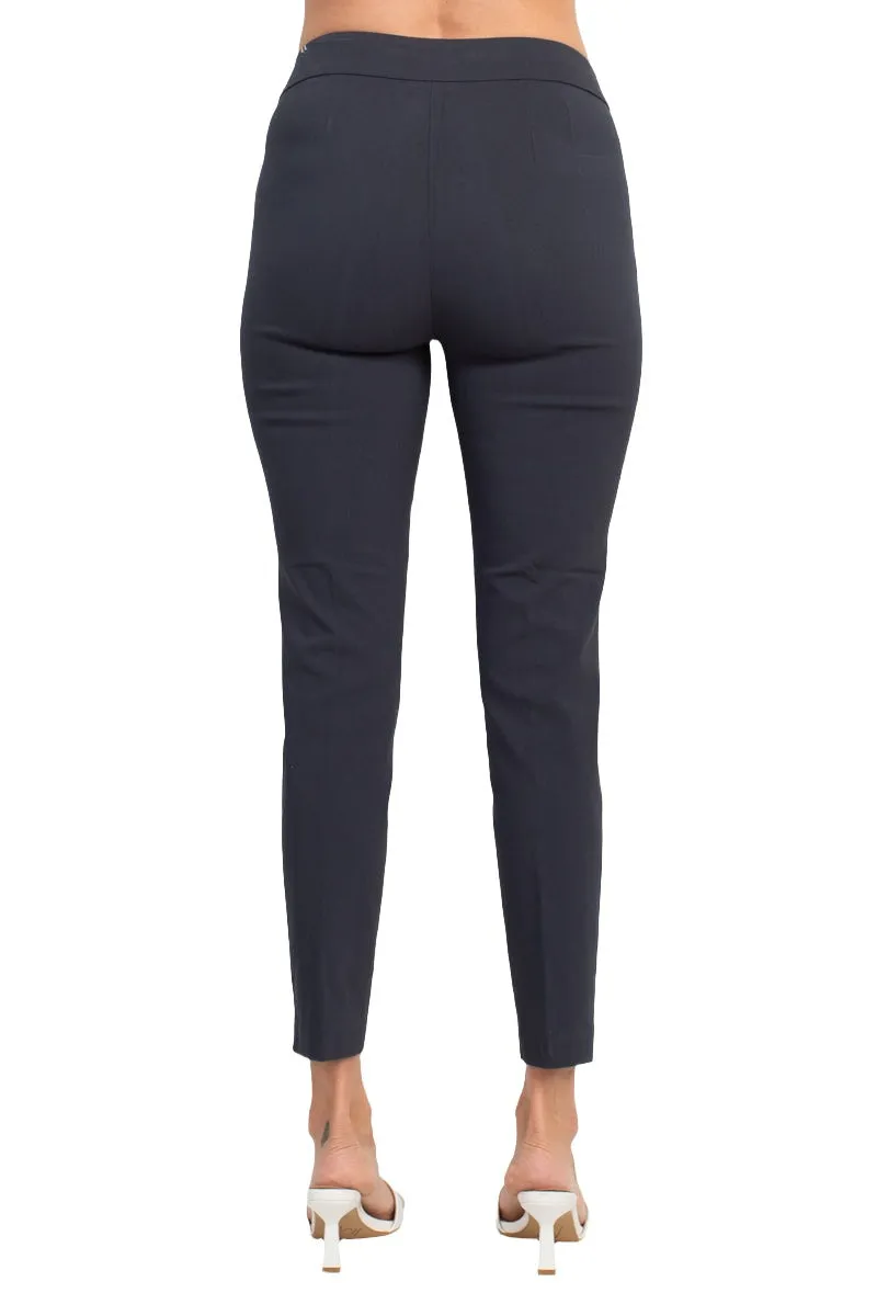 Counterparts Banded Mid Waist Slim Leg Stretch Crepe Pant