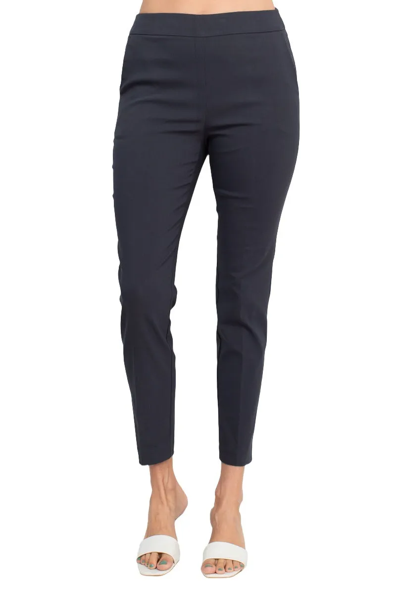 Counterparts Banded Mid Waist Slim Leg Stretch Crepe Pant